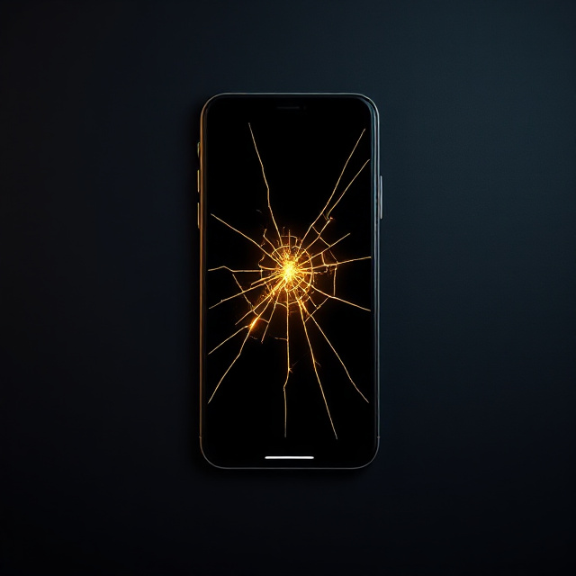 Cracked smartphone screen glowing faintly representing an outdated app