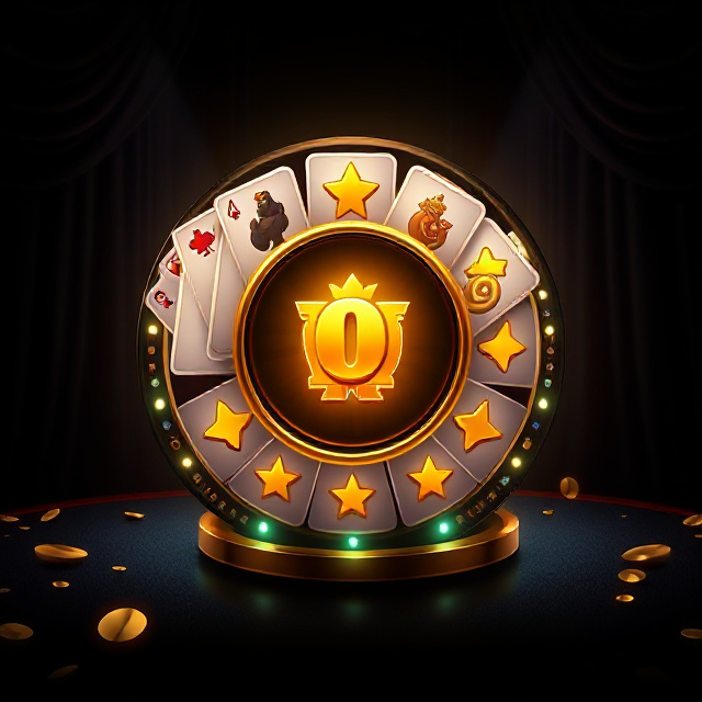 Carousel of glowing jackpot slot game cards