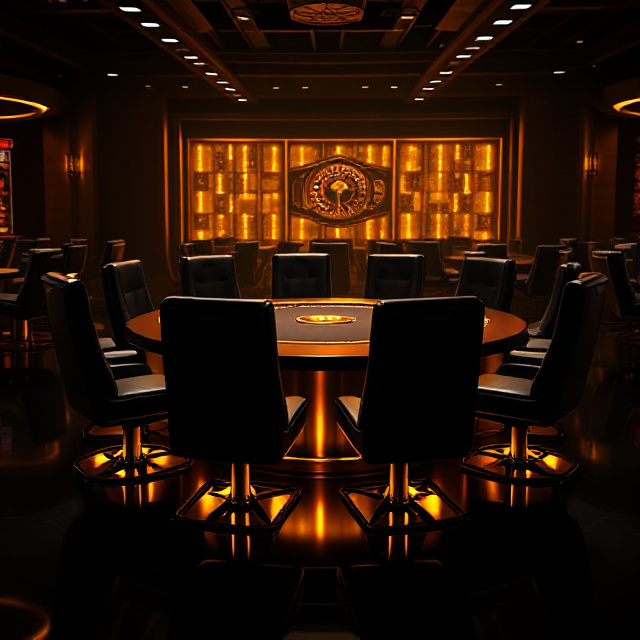 Glowing seats around a virtual casino table