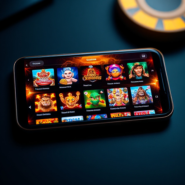 Mobile casino lobby with multiple game icons displayed on a smartphone screen