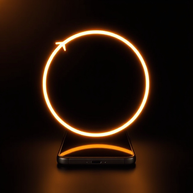 Circular refresh arrow spinning above a smartphone
