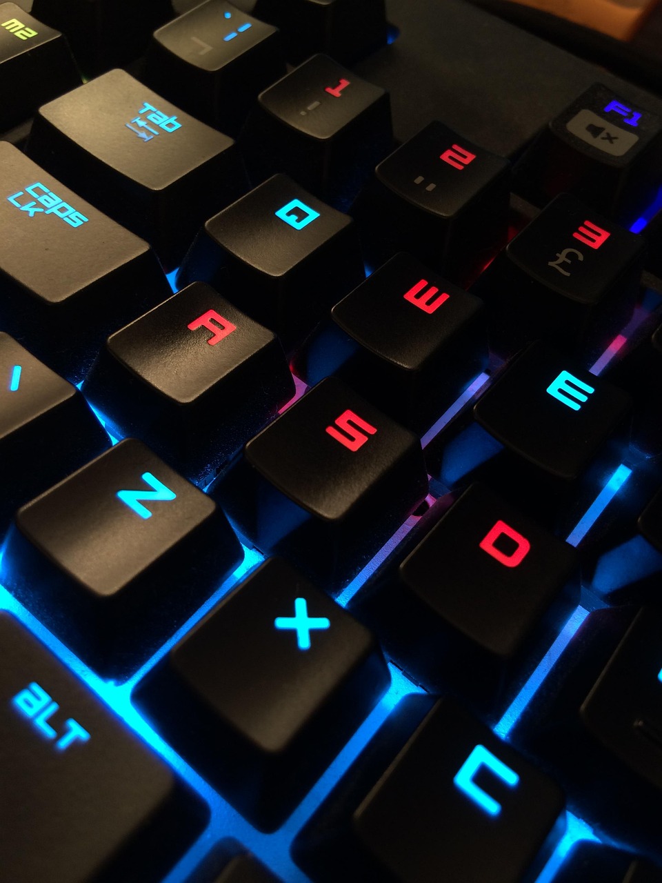Close-up of a gaming keyboard representing digital technology