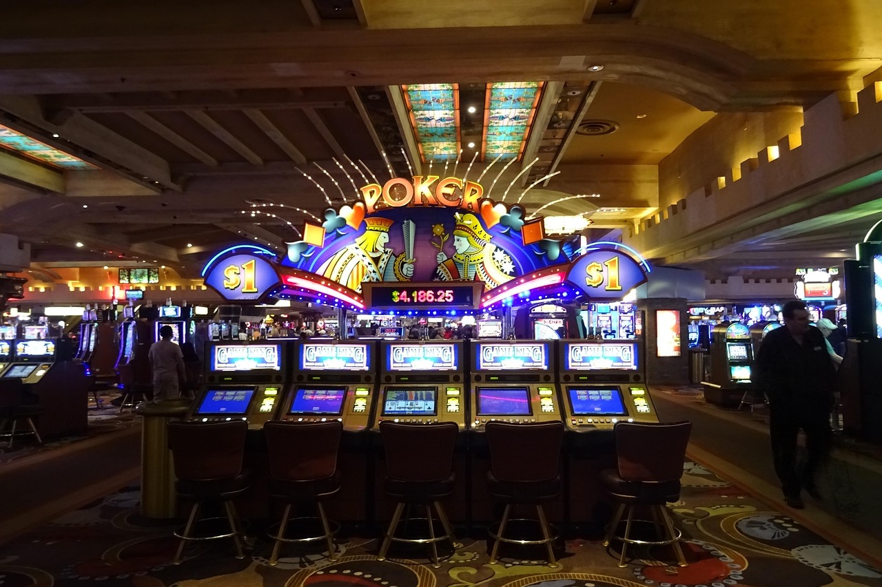 Casino boulevard at dusk with glowing lights